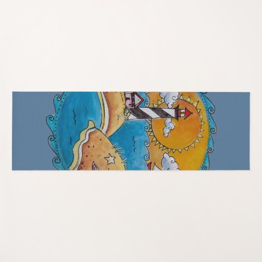 夏のビーチおもしろい日当たりの良い海岸沿岸 ヨガマット (正面(横))