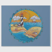 夏のビーチおもしろい日当たりの良い海岸沿岸 ラッピングペーパー (フラット)