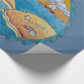 夏のビーチおもしろい日当たりの良い海岸沿岸 ラッピングペーパー (角)