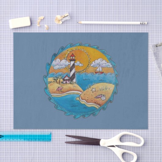 夏のビーチおもしろい日当たりの良い海岸沿岸 薄葉紙 (クラフト)