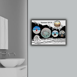 夏のビーチおもしろいInstagramコラージュ ポスター