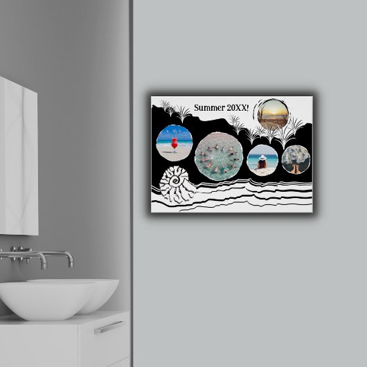 夏のビーチおもしろいInstagramコラージュ ポスター