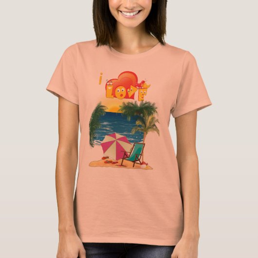 夏のビーチが好き Tシャツ (正面)