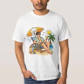 夏のビーチでリラックスできるグラフィックTシャツ Tシャツ