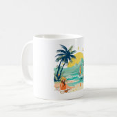 夏のビーチでリラックス コーヒーマグカップ (正面左)