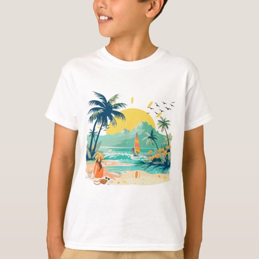 夏のビーチでリラックス Tシャツ (正面)