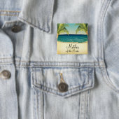 夏のビーチと椰子の木々花嫁の母 缶バッジ (インサイチュ)