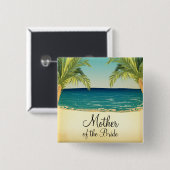 夏のビーチと椰子の木々花嫁の母 缶バッジ (正面&裏面)