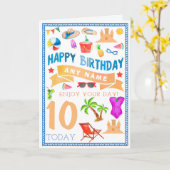 夏のビーチのパーソナライズなバースデー・カード カード (黄色い花)