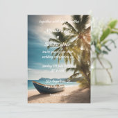 夏のビーチのヤシの木のトロピカル結婚ズ 招待状 (スタンド正面)