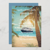 夏のビーチのヤシの木のトロピカル結婚ズ 招待状 (正面/裏面)
