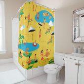 夏のビーチの人々はシームレスなパターンです。熱帯バック シャワーカーテン (インサイチュ)