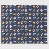 夏のビーチの休日パターン ラッピングペーパー (フラット)