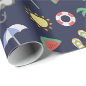 夏のビーチの休日パターン ラッピングペーパー (ロールコーナー)