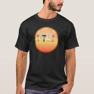夏のビーチの場:ベクトルスケッチ Tシャツ