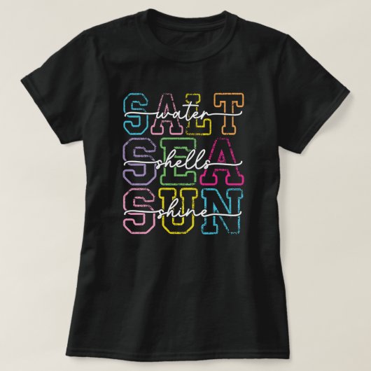 夏のビーチの楽しい雰囲気の名言 Tシャツ (デザイン正面)