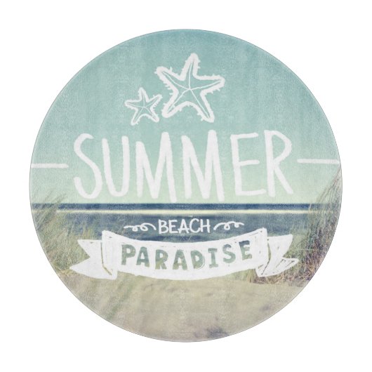 夏のビーチの楽園 カッティングボード (正面)