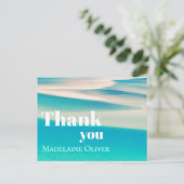 夏のビーチの海の景色 青いあなたに感謝   ポストカード (スタンド正面)