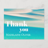 夏のビーチの海の景色 青いあなたに感謝   ポストカード (正面)