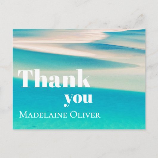 夏のビーチの海の景色 青い感謝 ポストカード (正面)