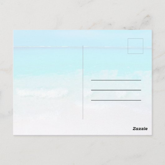 夏のビーチの海の風景 青い感謝 ポストカード (裏面)