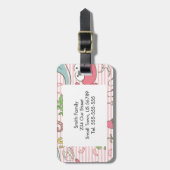 夏のビーチの漫画はの縞で飾ります ラゲッジタグ (正面縦)