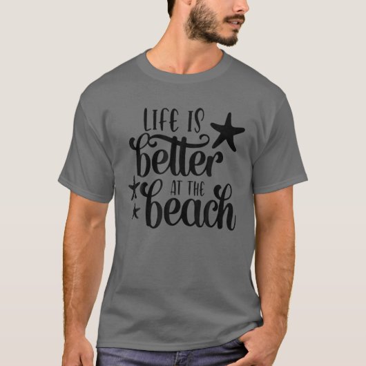 夏のビーチの熱帯地方で生活が良い Tシャツ (正面)