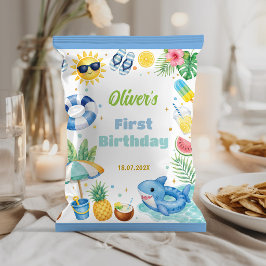 夏のビーチの誕生日パーティーのチップ袋ラッパー チラシ