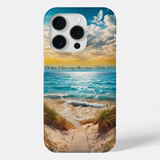 夏のビーチの電話インスパイアケースと詩編55:6 Case-Mate iPhoneケース (裏面)
