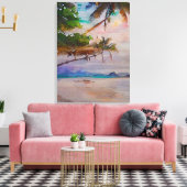 夏のビーチはがき – 1/3 キャンバスプリント (インサイチュ (リビング))