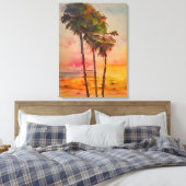 夏のビーチはがき – 2/3 キャンバスプリント (インサイチュ (寝室))
