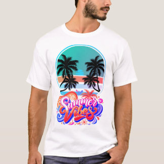 夏のビーチや旅行、お出かけにぴったりなTシャツ「Cool Summer Vibes」 Tシャツ