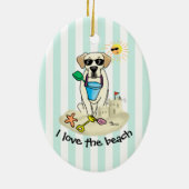 夏のビーチイエローラブラドールレトリバー – かわいい犬 セラミックオーナメント (裏面)