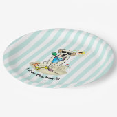 夏のビーチイエローラブラドールレトリバー – かわいい犬 ペーパープレート (アングル)