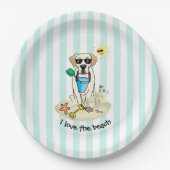 夏のビーチイエローラブラドールレトリバー – かわいい犬 ペーパープレート (正面)