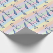 夏のビーチウェディングオーシャン シェル レインボーストライプ ラッピングペーパー (角)