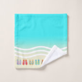 夏のビーチウェーブビーチサンダル バスタオルセット (ウォッシュタオル)