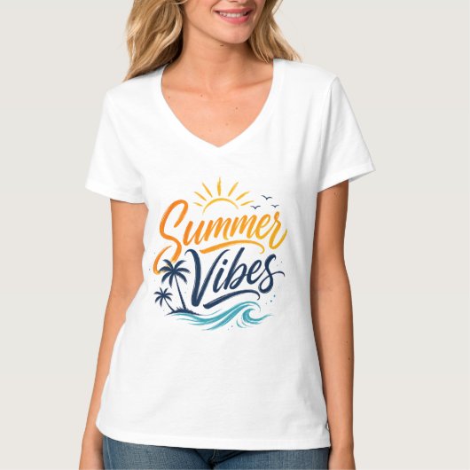 夏のビーチウェーブTシャツ Tシャツ (正面)