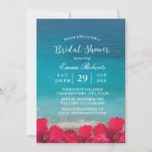 夏のビーチエレガントフローラブライダルシャワー 招待状 (正面)