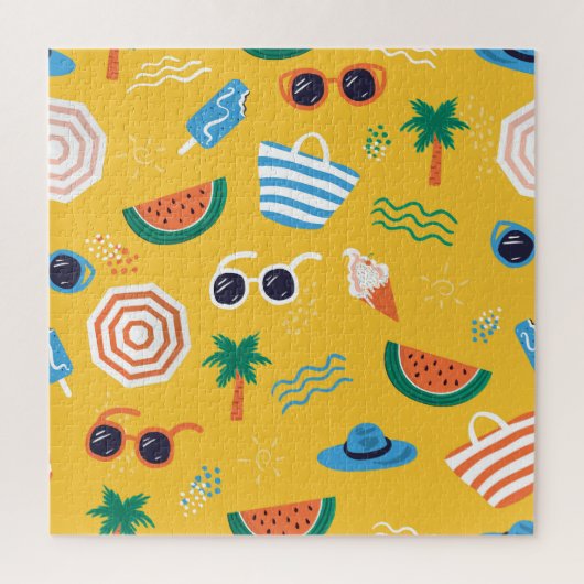 夏のビーチカラフル：シームレスなパターン ジグソーパズル (縦)