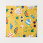 夏のビーチカラフル：シームレスなパターン タペストリー (正面(横))