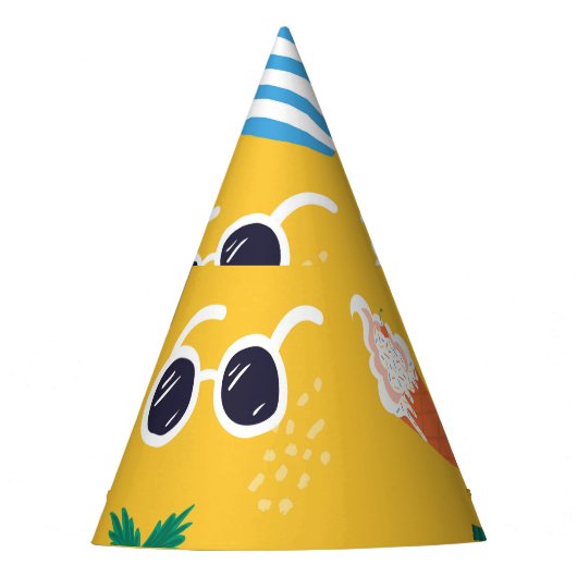 夏のビーチカラフル:シームレスなパターン パーティーハット (正面)