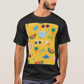 夏のビーチカラフル：シームレスなパターン Tシャツ