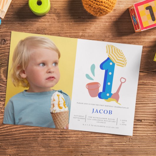 夏のビーチガールズ1stバースデーフォト 招待状