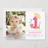 夏のビーチガールズ1stバースデーフォト 招待状 (正面)