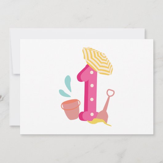 夏のビーチガールズ1stバースデーフォト 招待状 (裏面)