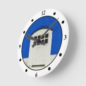 夏のビーチキャビン青と白 ラウンド壁時計 (傾斜)