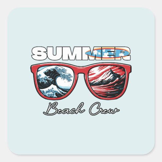 夏のビーチクルー – Summer Vibes スクエアシール (正面)