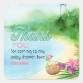 夏のビーチサングラスとモックテール スクエアシール (正面)