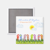 夏のビーチサンダルのおもしろい日を保存 マグネット (正面/裏面)